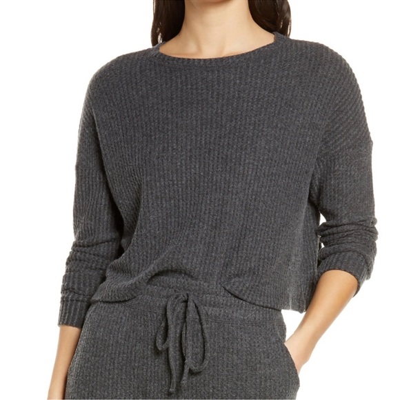 Beyond Yoga Tops - Beyond Yoga Brushed Up Cropped Pullover Grey